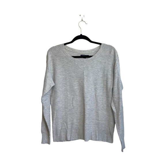 American Eagle Light Gray Waffle Knit Pullover Sweater Small Women’s - Picture 1 of 10